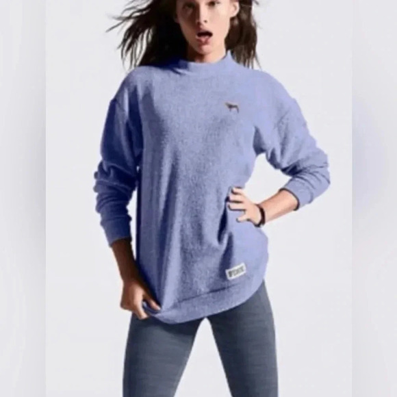 PINK Stadium Mock Neck Pullover French Terry Knit size M - Picture 1 of 6